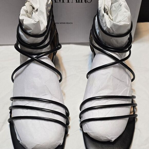 Strappy Black Shoes Women's Size 7 Summer Sandals, Dream Pairs, Square Toe NEW - Picture 10 of 14